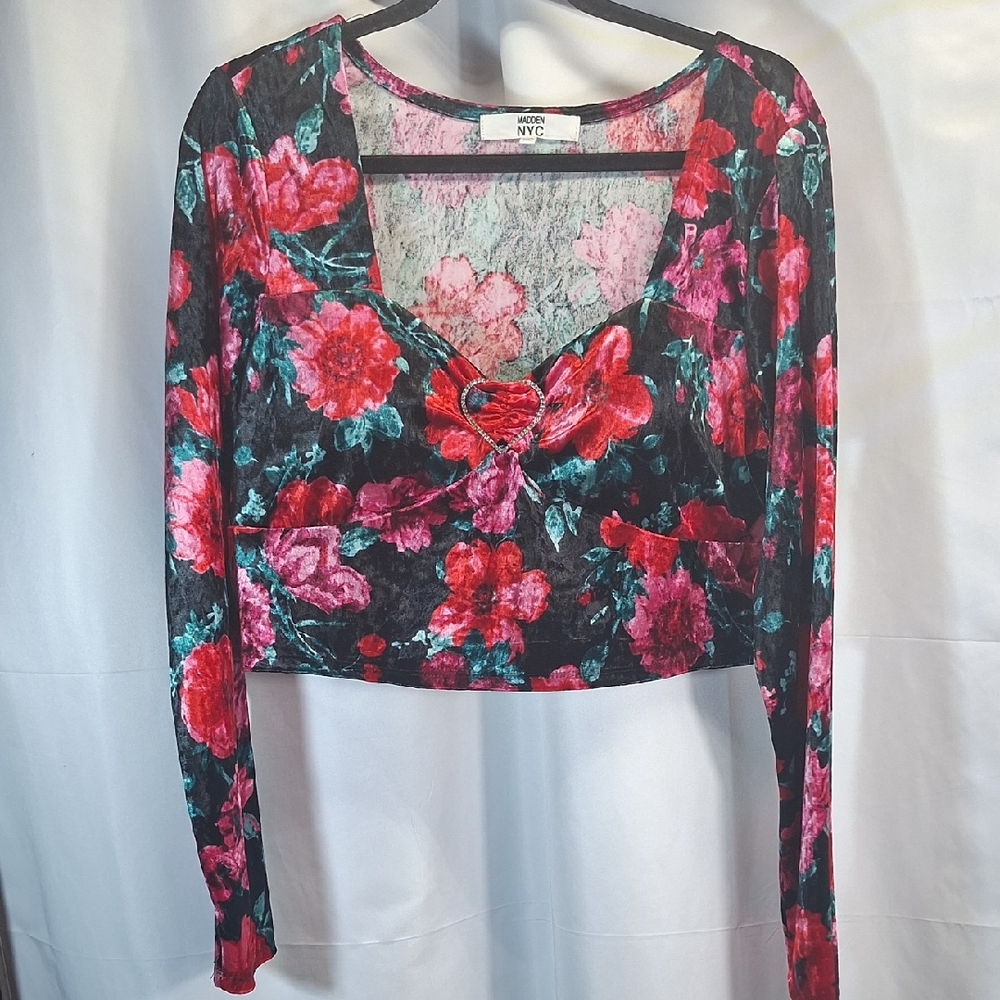 NYC Floral Long Sleeve Top - Pink and Green